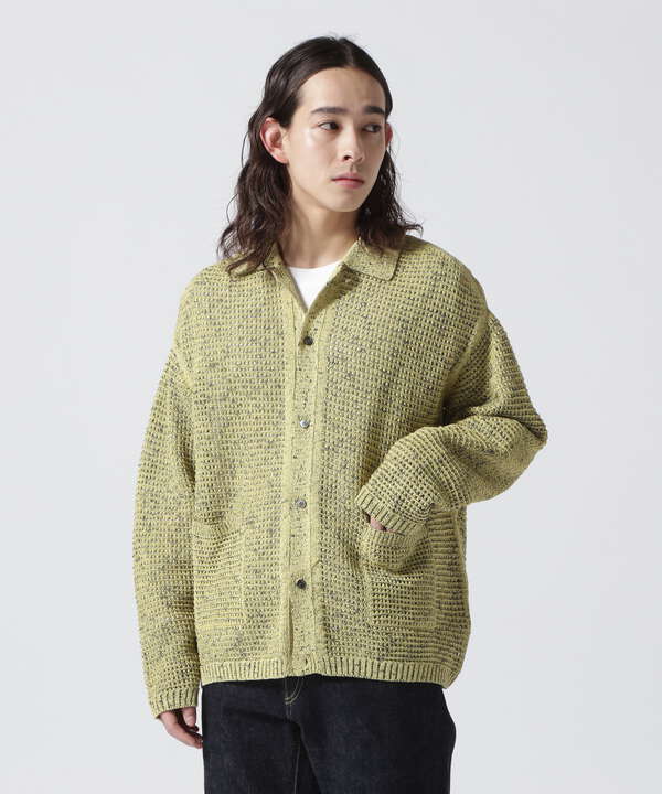 新品未使用ですyoke/mesh knitted buttoned cardigan