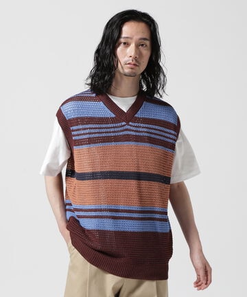 YOKE/ヨーク/BORDER MESH KNIT VEST