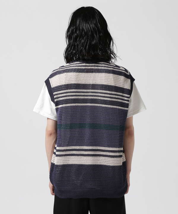 YOKE/ヨーク/BORDER MESH KNIT VEST