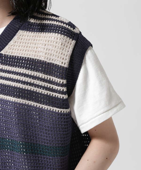 YOKE/ヨーク/BORDER MESH KNIT VEST