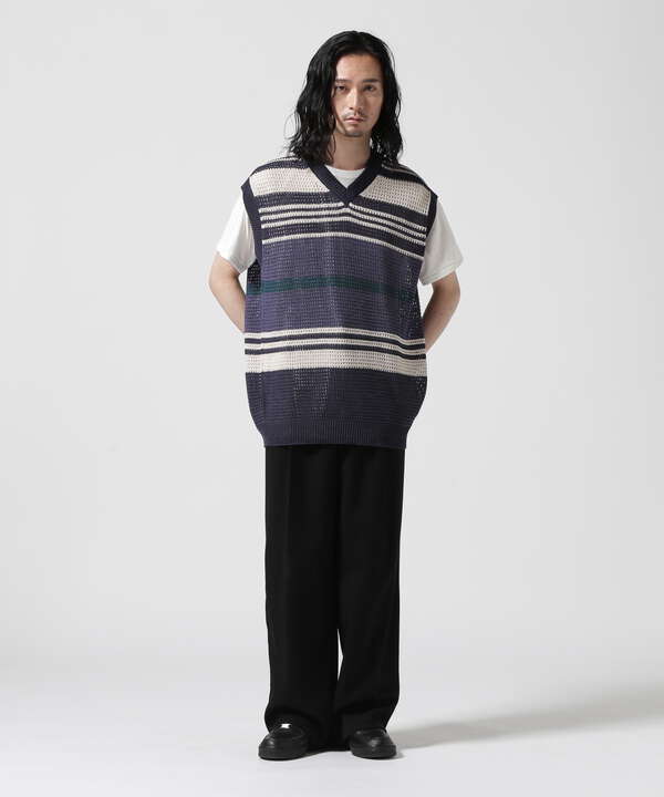 YOKE/ヨーク/BORDER MESH KNIT VEST