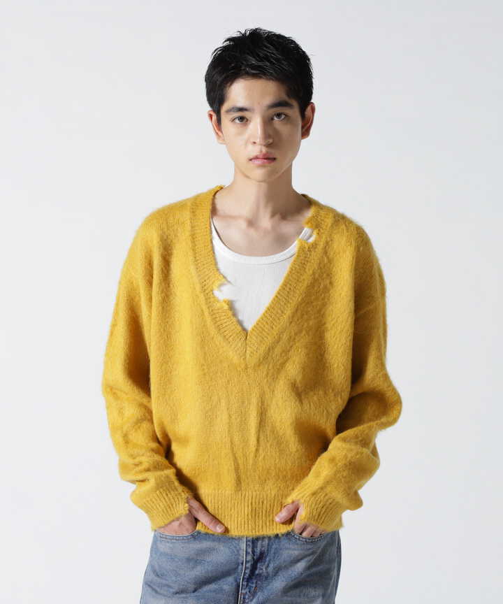 Toironier/トワロニエ/mohair v neck knit