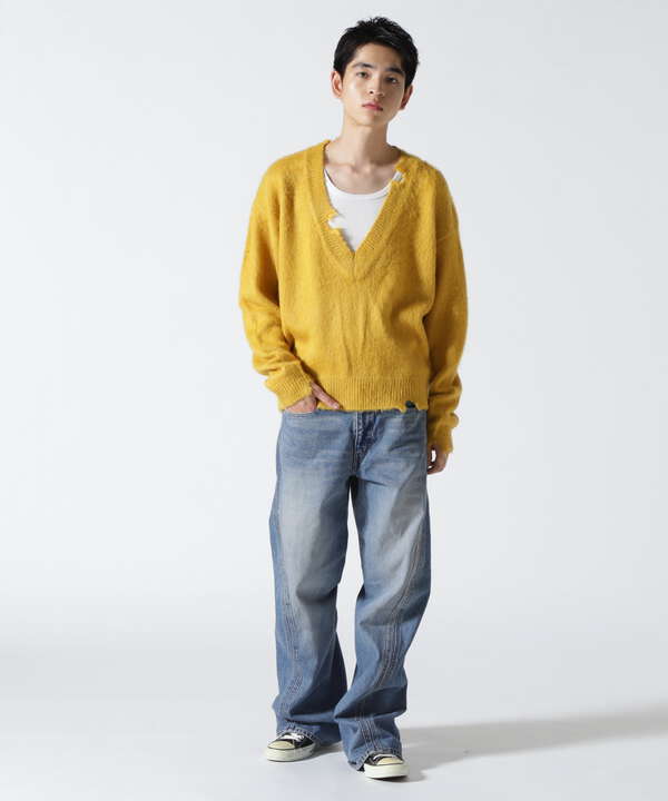 Toironier/トワロニエ/mohair v neck knit