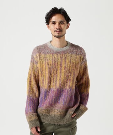 YOKE/ヨーク/KID MOHAIR WOOL BRUSHED TREE JAQUARD SWEATER