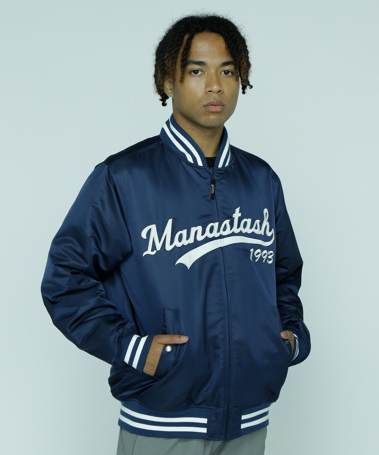 MANASTASH/REVERSIBLE NYLON VARSITY JACKET