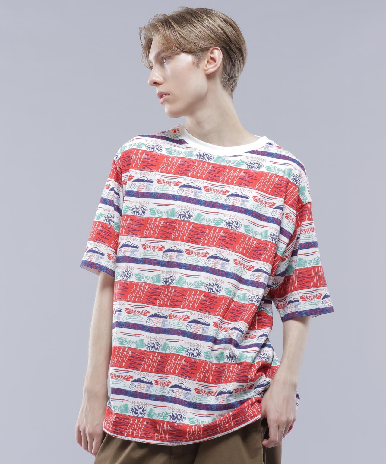 MANASTASH/マナスタッシュ/MTN STRIPE TEE/マウンテンストライプTシャツ