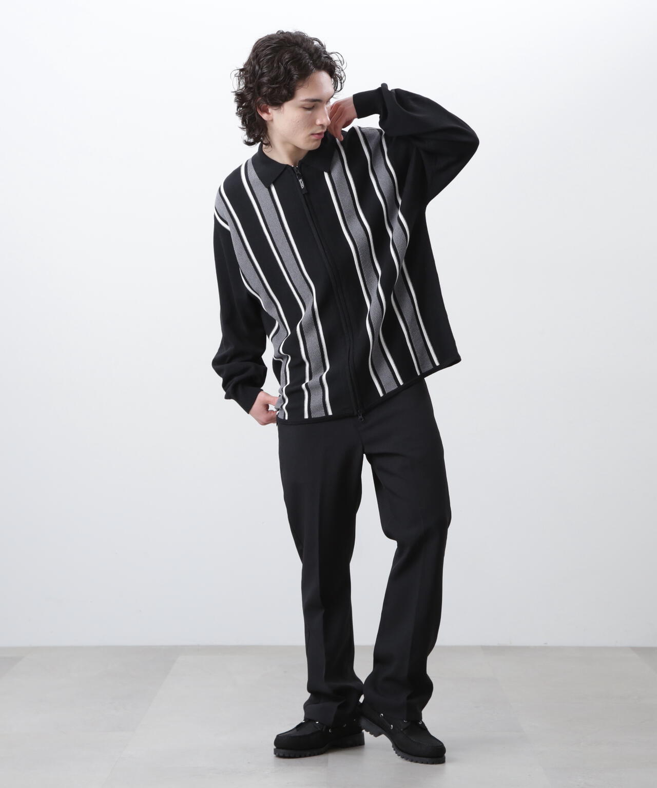 MANASTASH/マナスタッシュ/MCA STRIPE ZIP KNIT/ストライプジップニット