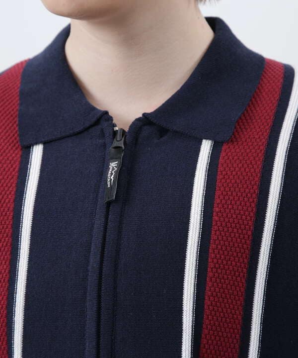 MANASTASH/マナスタッシュ/MCA STRIPE ZIP KNIT/ストライプジップニット