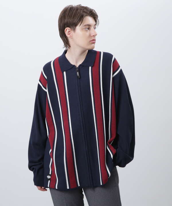 MANASTASH/マナスタッシュ/MCA STRIPE ZIP KNIT/ストライプジップニット