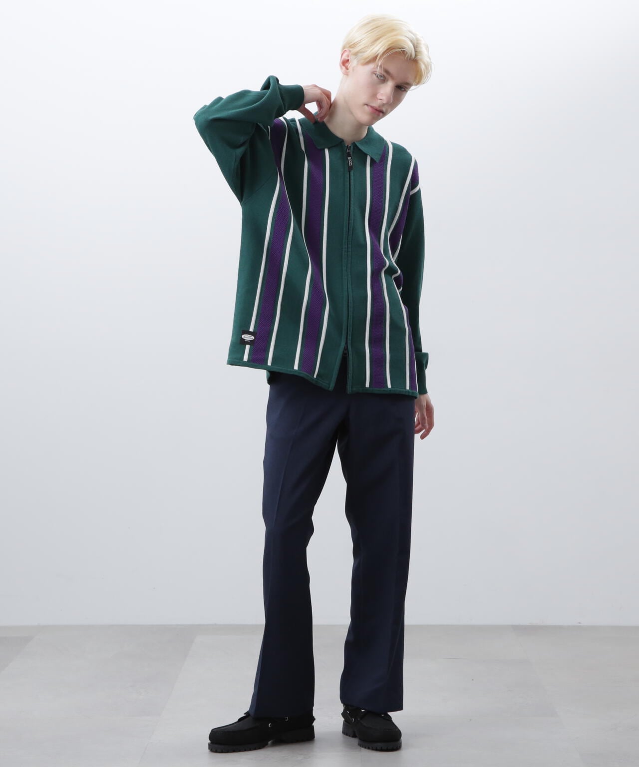 MANASTASH/マナスタッシュ/MCA STRIPE ZIP KNIT/ストライプジップニット