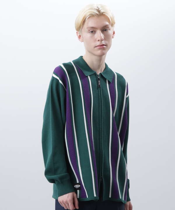 MANASTASH/マナスタッシュ/MCA STRIPE ZIP KNIT/ストライプジップニット