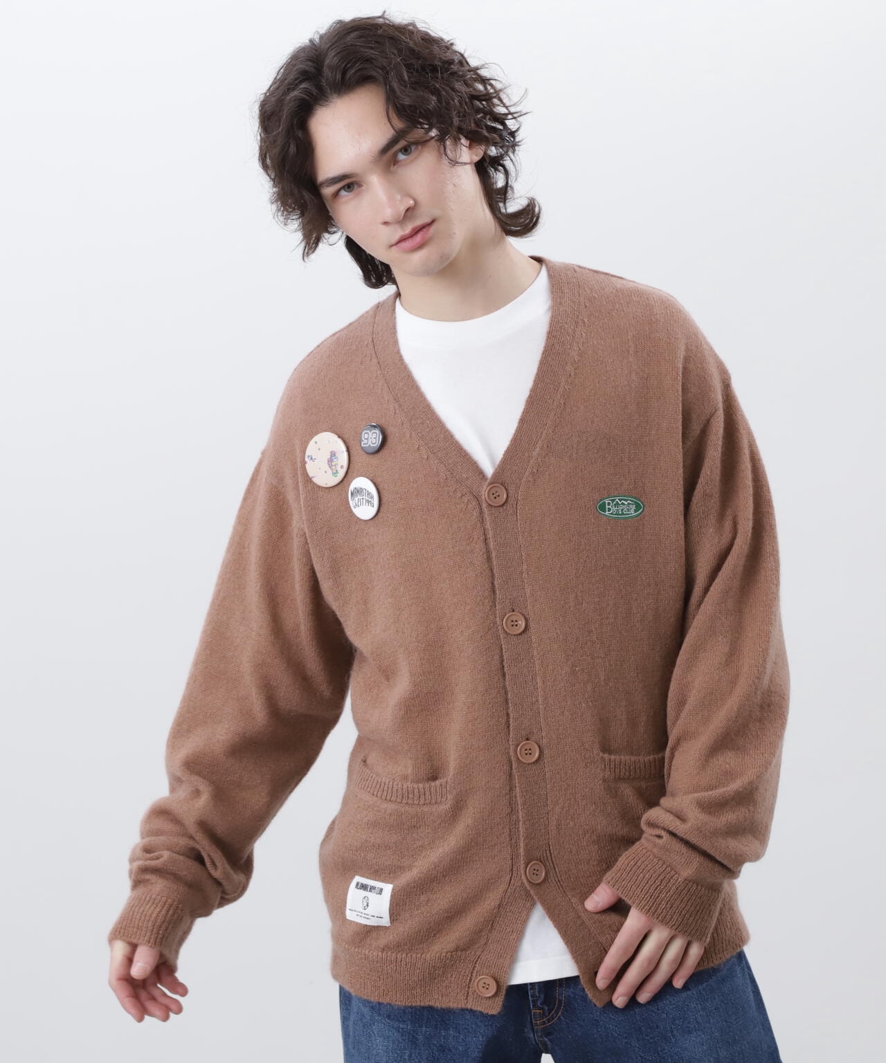 ×BILLIONAIRE BOYS CLUB/MOHAIR CARDIGAN WITH BADGE