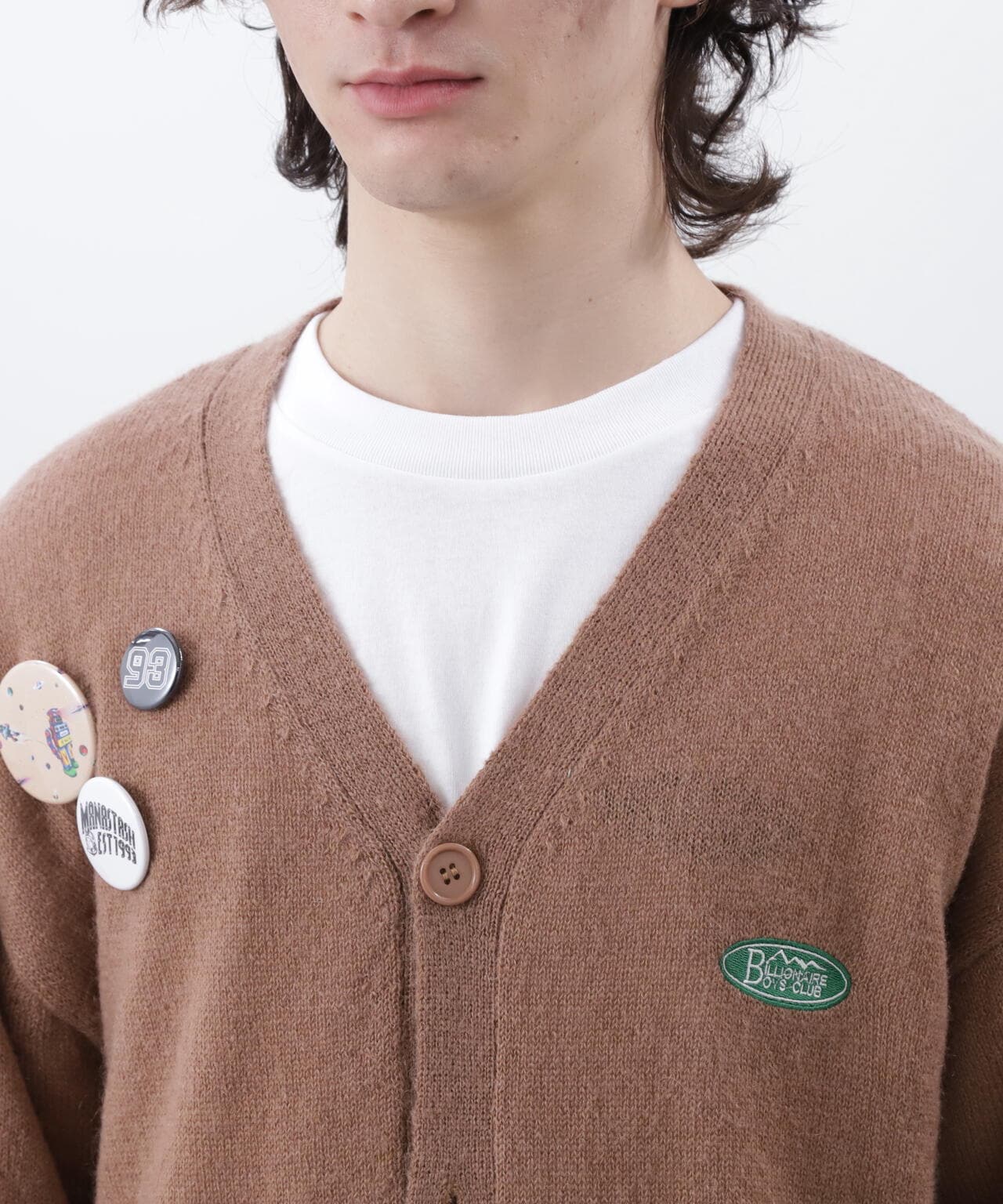 ×BILLIONAIRE BOYS CLUB/MOHAIR CARDIGAN WITH BADGE