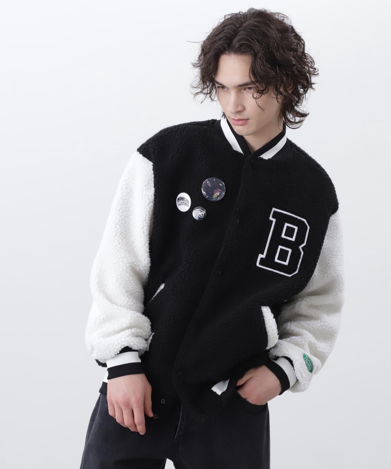 ×BILLIONAIRE BOYS CLUB/BOA VARSITYJACKET WITH BADG