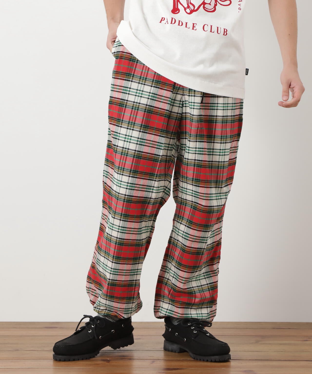 MANASTASH/マナスタッシュ/WASHED PLAID STRING PANTS