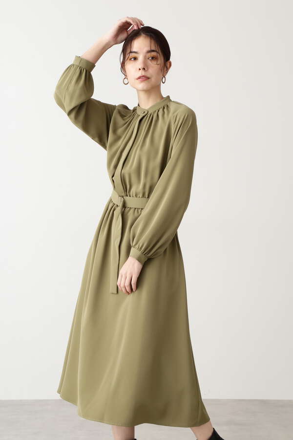 スタンドカラーギャザーワンピース N Natural Beauty Basic サンエービーディーオンラインストア Sanei Online Store