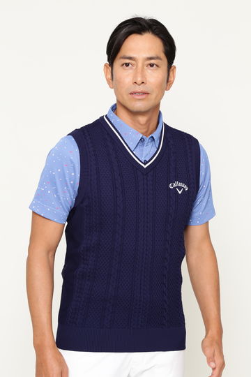 Vネック撥水ニットベスト (MENS)