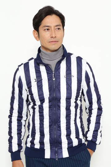 ストライププリント2WAY中綿ブルゾン(MENS)