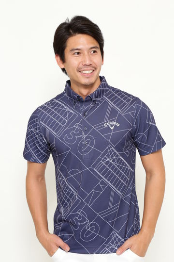 コート柄プリントボタンダウン カラーシャツ(MENS)