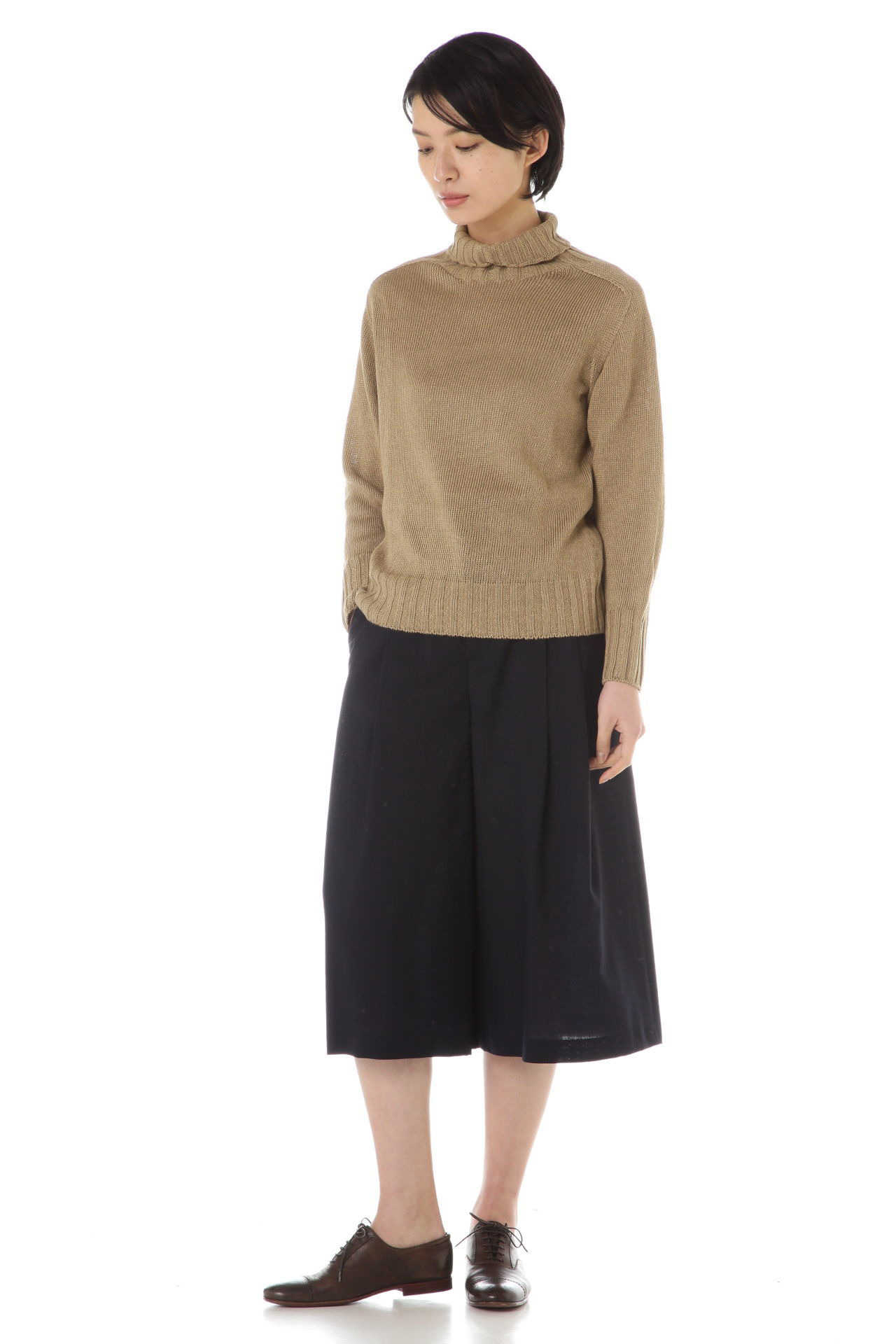 LINEN COTTON WIDE ROLL NECK