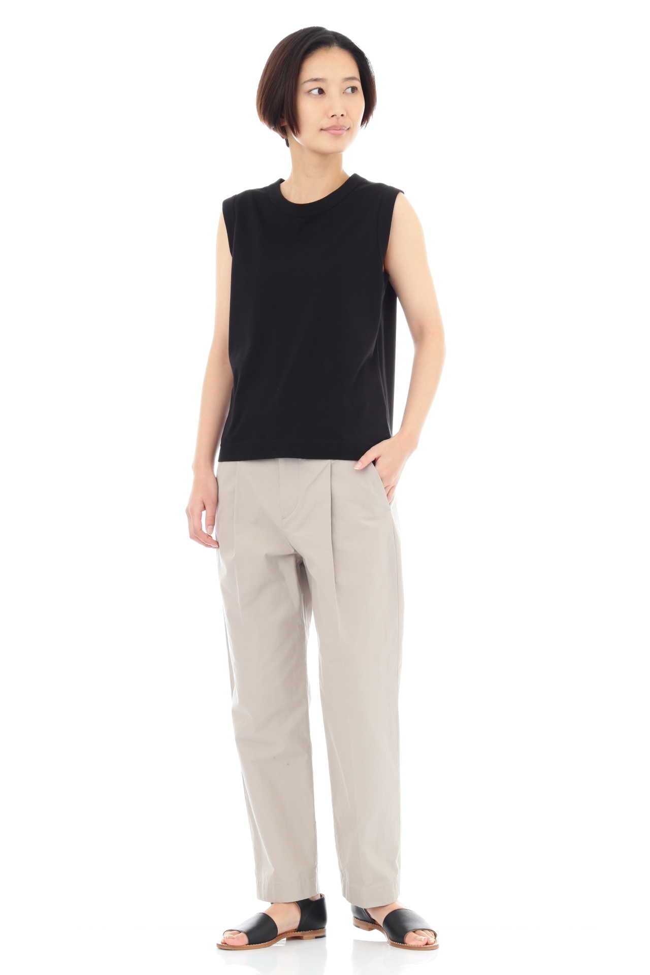 COTTON LINEN SLEEVELESS JERSEY
