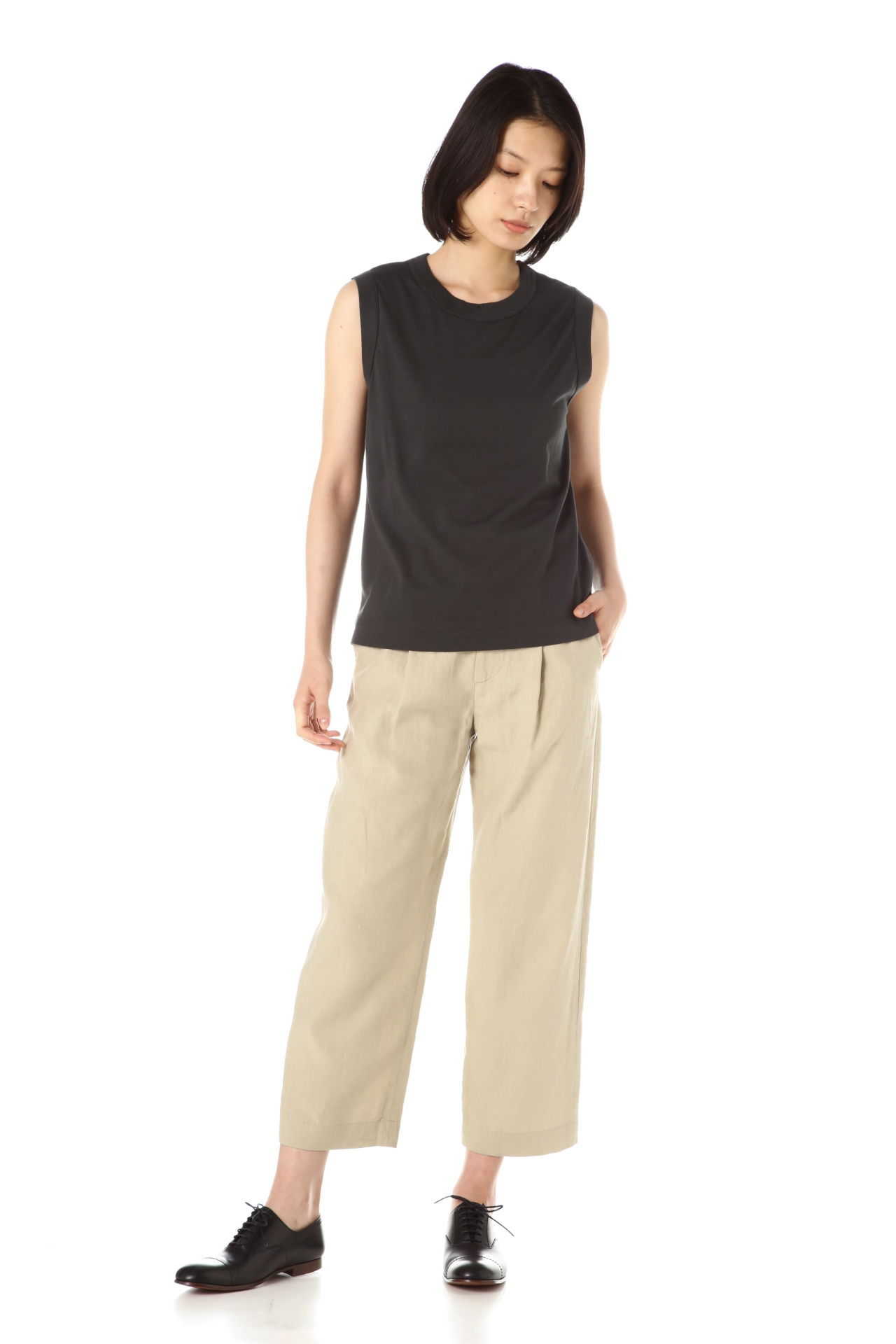 COTTON LINEN SLEEVELESS JERSEY