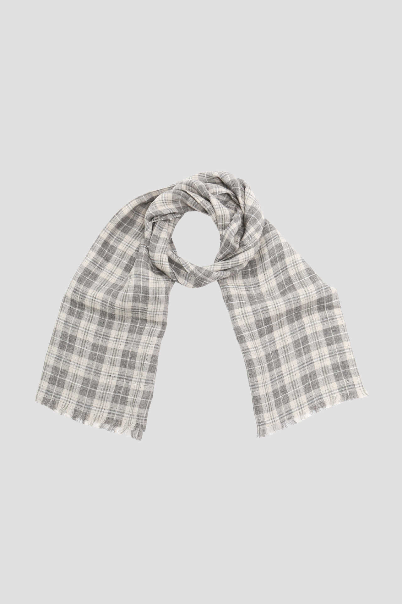 GREY CHECK LINEN SCARF1