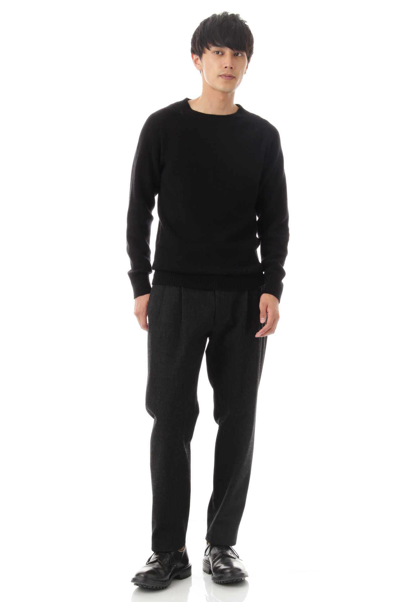MERINO CASHMERE TWIST SADDLE CREW
