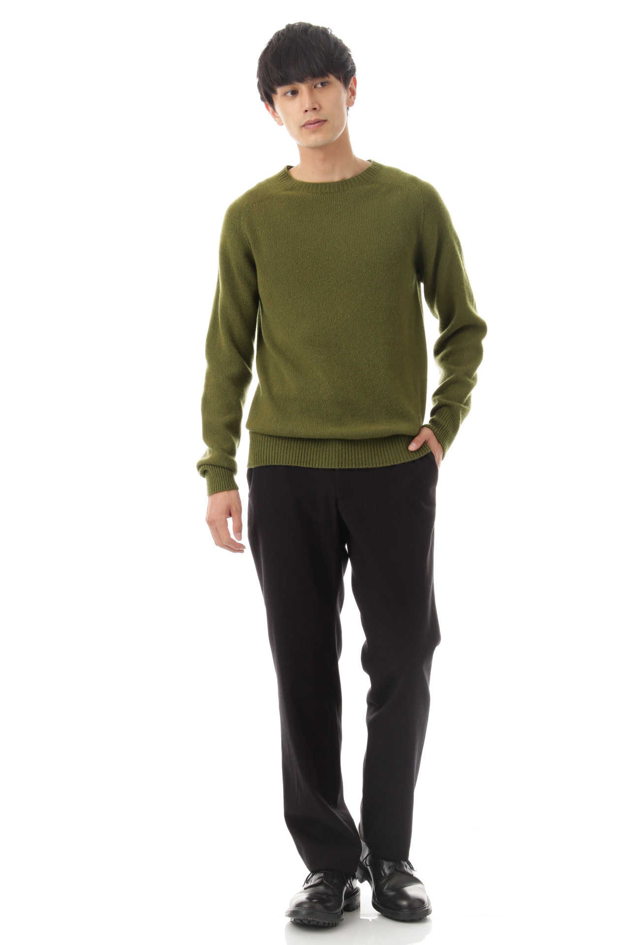 MERINO CASHMERE TWIST SADDLE CREW