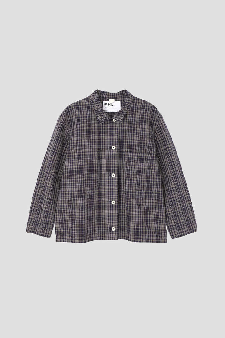 OFFSET CHECK COTTON LINEN