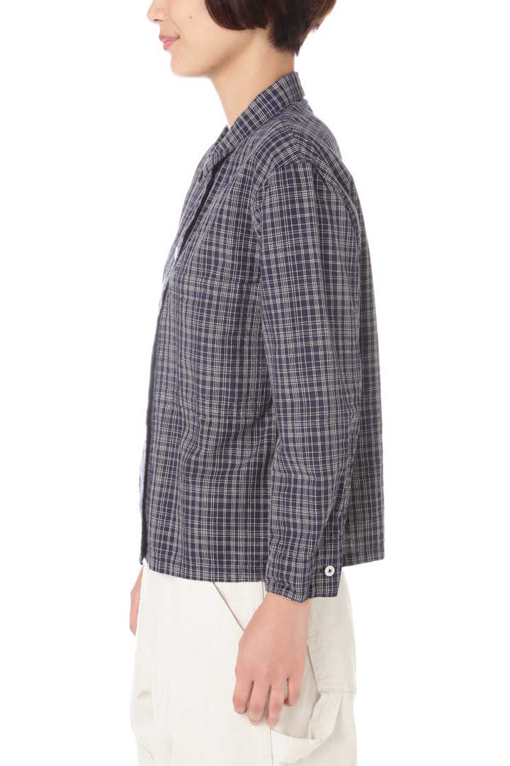 OFFSET CHECK COTTON LINEN