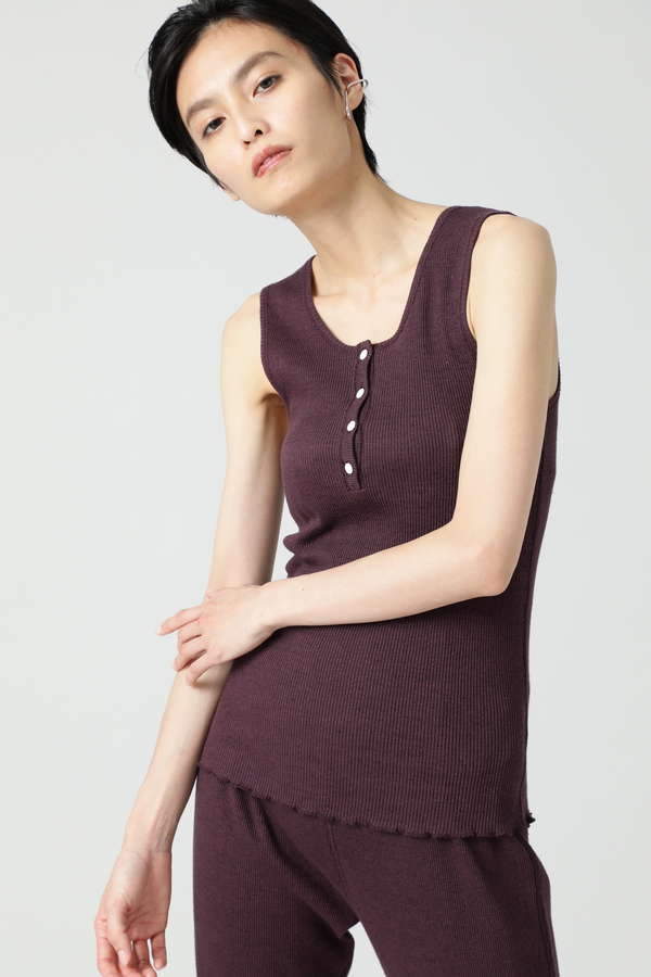 Creolme ヘンリーネックタンクトップ グレー イエロー ワイン 公式通販 レディースファッションのrose Bud Online Store