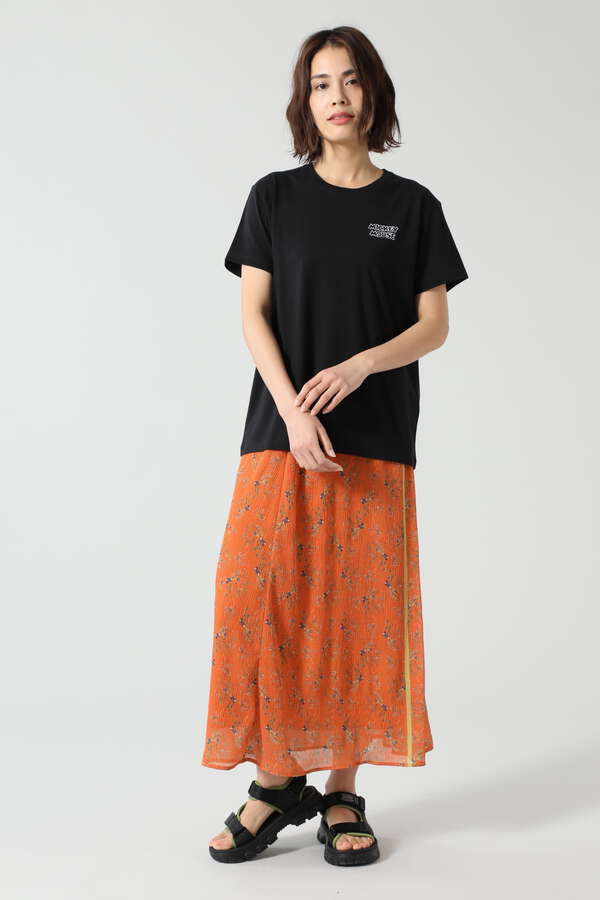 【ROSE BUD】フラワープリントシースルースカート (ブラック・オレンジ) | 【公式通販】レディースファッションのROSE BUD