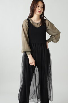 Rose Bud チュールキャミソールワンピース ブラック ベージュ 公式通販 レディースファッションのrose Bud Online Store