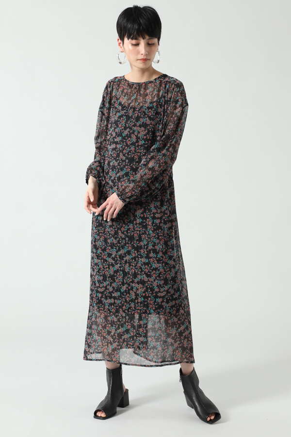Rose Bud 小花プリントシースルーワンピース ブラック ブルー 公式通販 レディースファッションのrose Bud Online Store