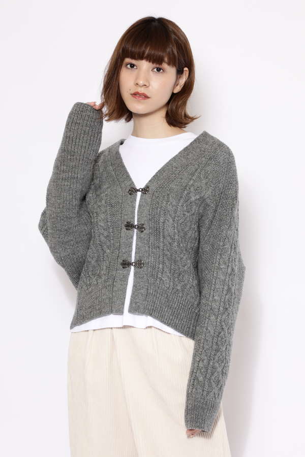 Creolme Mina12月号掲載 アランニットカーディガン グレー ホワイト 公式通販 レディースファッションのrose Bud Online Store