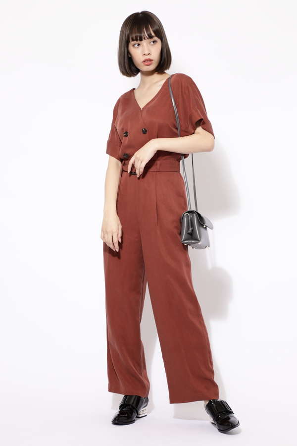 Rose Bud ダブルボタンvネックコンビネゾン ブラック ブラウン 公式通販 レディースファッションのrose Bud Online Store