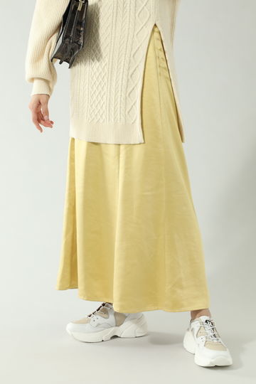 【イエロー・ピンクカラーのみ先行予約 12月中旬-12月下旬入荷予定】サテンナロースカート