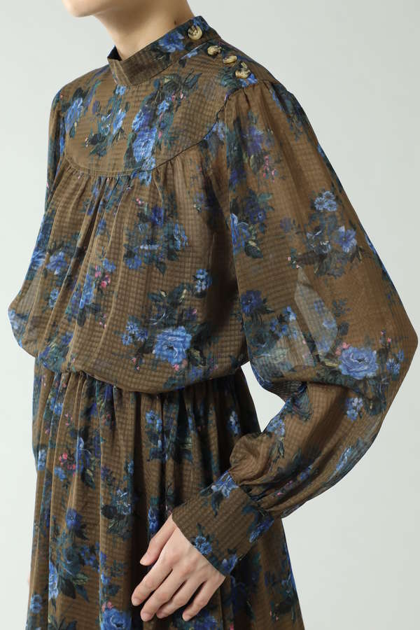 Rose Bud 花柄スタンドネックワンピース ブラウン カーキ 公式通販 レディースファッションのrose Bud Online Store