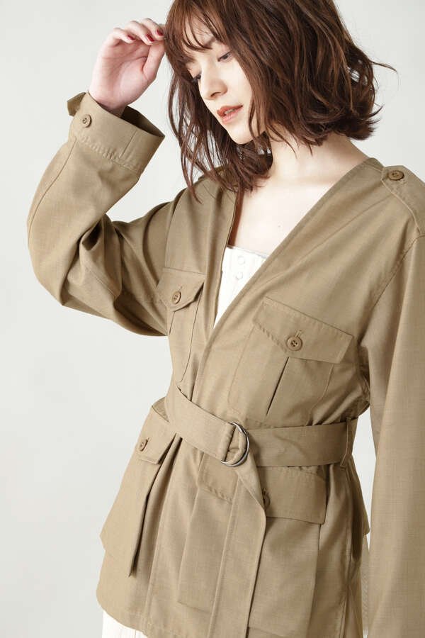 B B バックチュールシャツジャケットブルゾン ベージュ カーキ 公式通販 レディースファッションのrose Bud Online Store