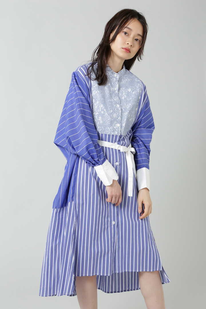 OKIRAKU×ROSE BUDストライプ×レースシャツワンピース (ホワイト・ブルー) | 公式通販レディースファッションのROSE BUD  ONLINE STORE