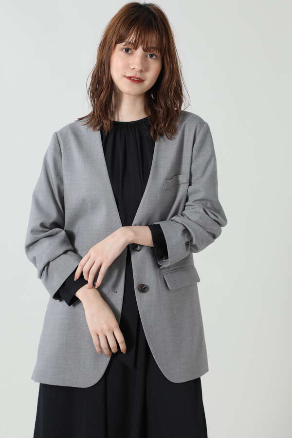 Okiraku Rose Bud ノーカラージャケット グレー ベージュ 公式通販 レディースファッションのrose Bud Online Store