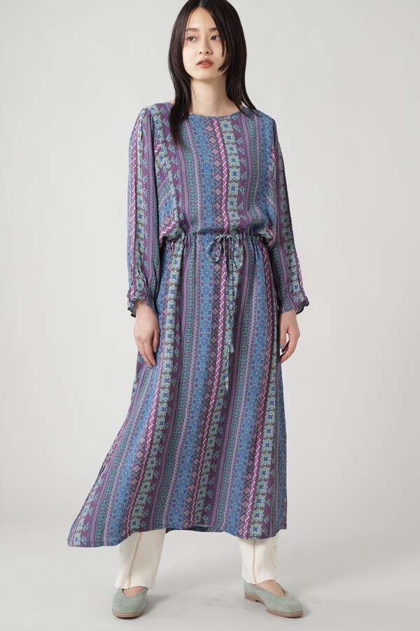 Hlaada For Rose Bud モザイクプリントドルマンスリーブドレス パープル レッド 公式通販 レディースファッションのrose Bud Online Store