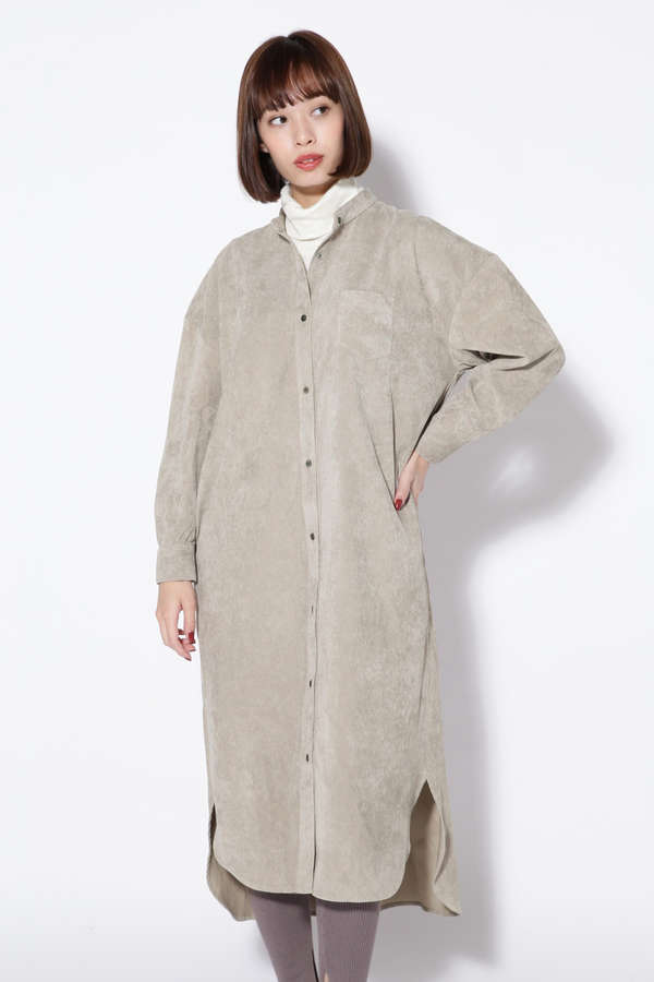 P P コーデュロイシャツワンピース グレー ベージュ 公式通販 レディースファッションのrose Bud Online Store