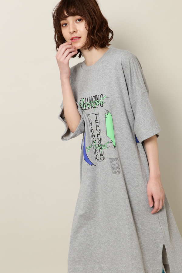 Okiraku Rose Bud ロゴプリントミニ裏毛ワンピース グレー ホワイト 公式通販 レディースファッションのrose Bud Online Store