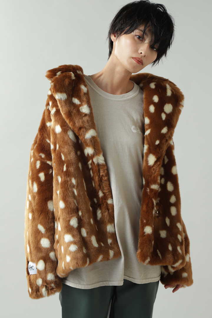 バンビ模様の可愛いファーコート 90cm 1300円