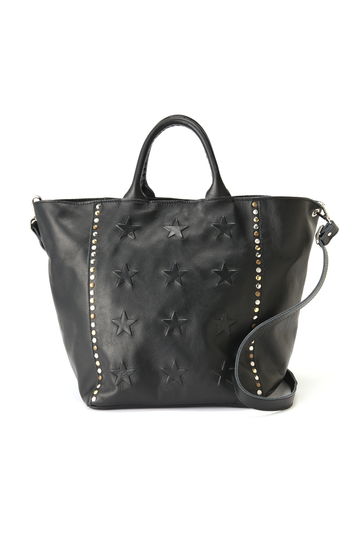 スタッズ&times;スター型押しレザートートバッグ