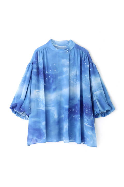 【先行予約 6月下旬-7月上旬入荷予定】ＡＱＵＡ　Ｐｒｉｎｔ　ボリュームスリーブブラウス