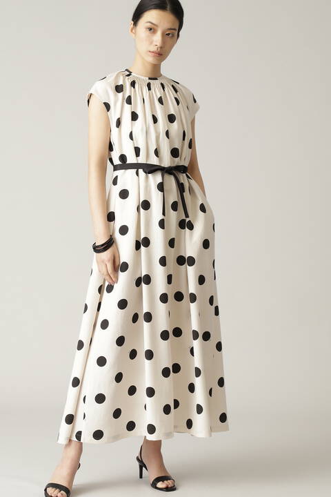 ドットプリントロングワンピース