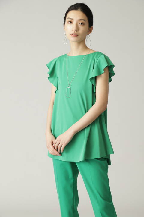 バックリボンラッフルカットソー